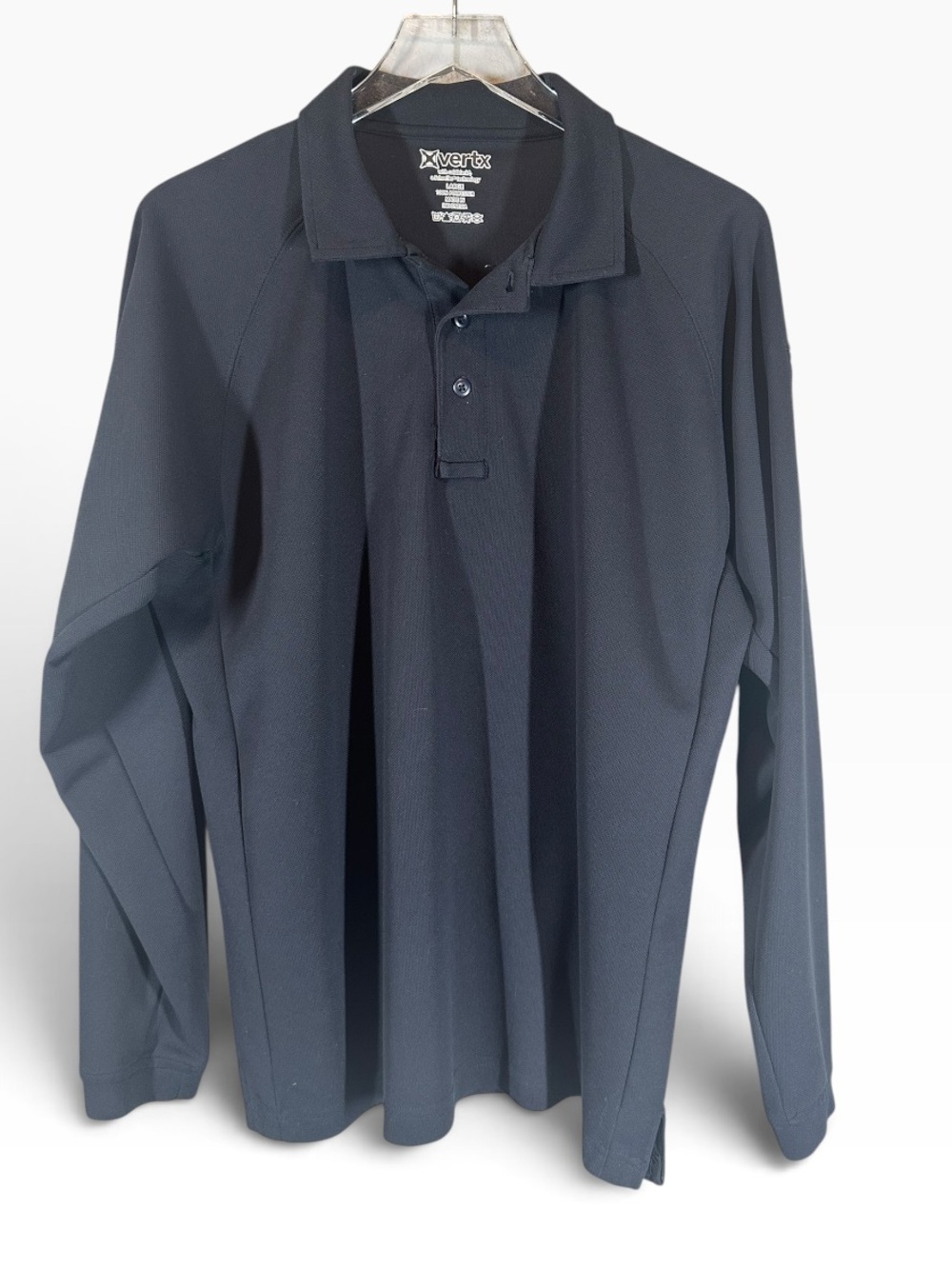 VERTX Men's Large Black Long Sleeve Polo Pullover Shirt Coldblack Technology